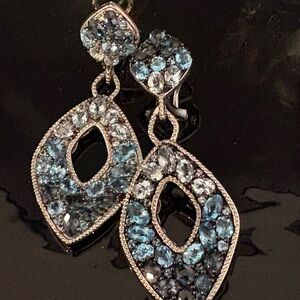 Sparkling Blue and Silver Dangle Earrings